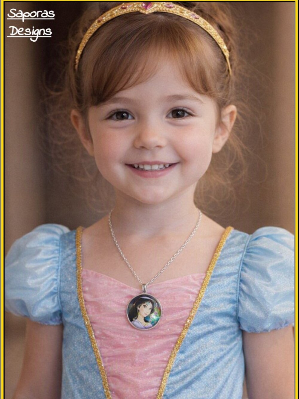 Silver Tone Princess Jasmine Theme Necklace For Girls - Picture 1 of 1